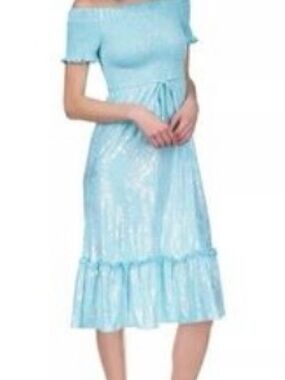 NWT Michael Michael Kors Turquoise Foil Dress Large Petite